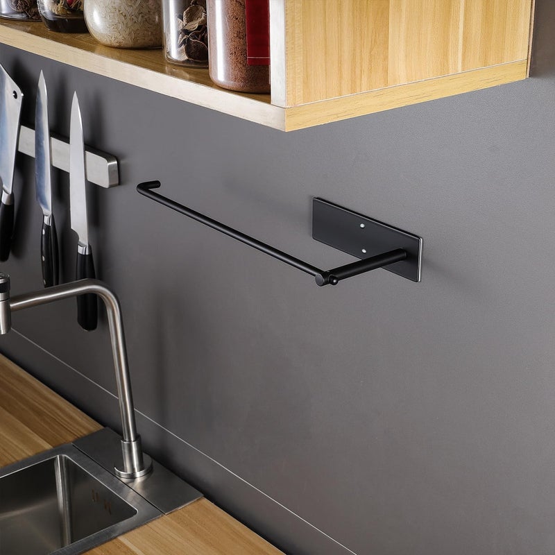 SUNTECH Paper Towel Holder Under Kitchen Cabinet - Self Adhesive Matte Black Towel Paper Holder Stick on Wall, SUS304 Stainless Steel - Image 5
